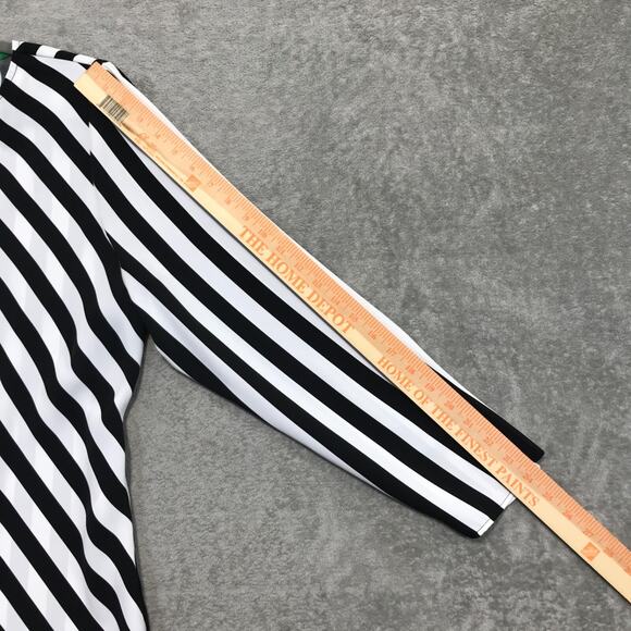 Chico’s Womens Striped Black White Lightweight‎ Long Asymmetrical Tunic Large/12 - Picture 5 of 6